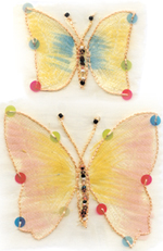 closeup of embroidered butterflies